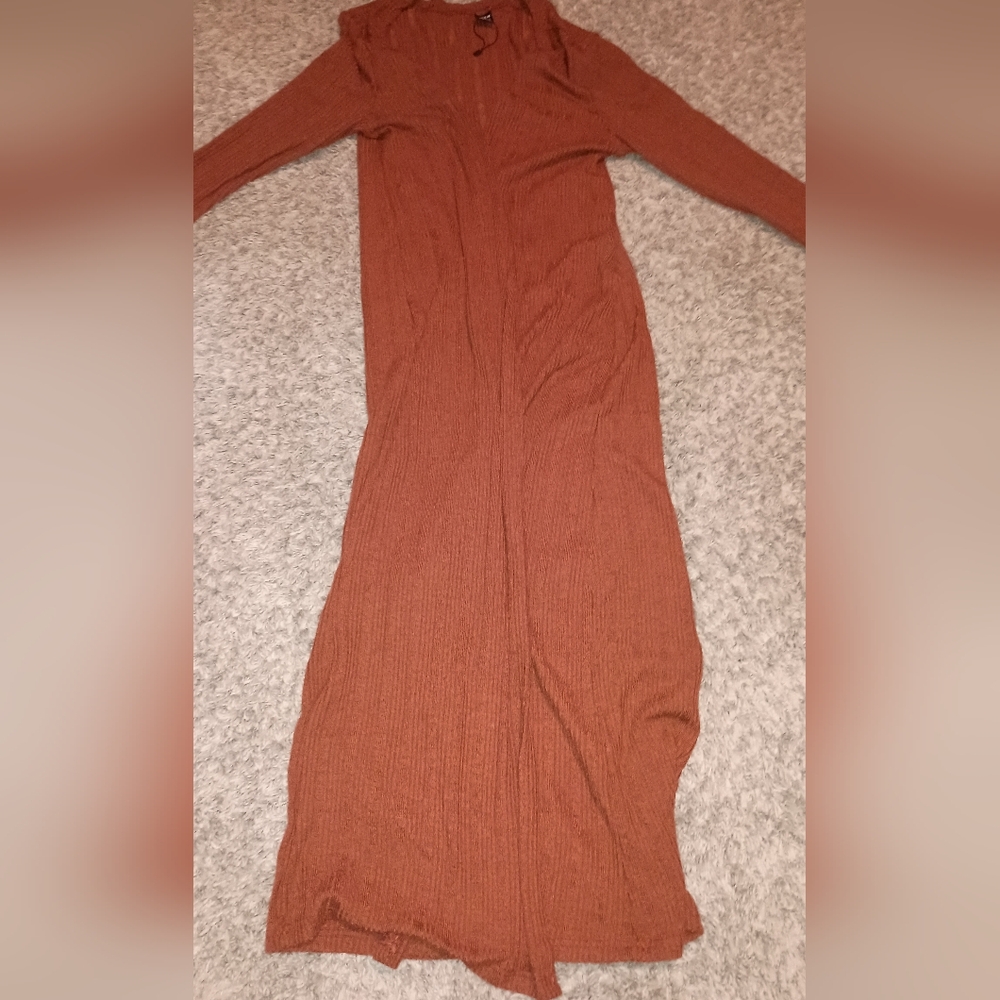 Women's Shein Wrap‎ Overthrow Sweater Sz Small Color Rustic Red Long Warm Winter